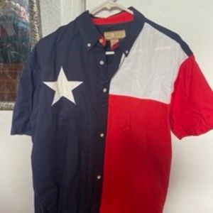 Texas flag short sleeve button down shirt Men's M Sun River Clothing Co